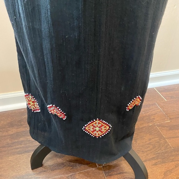 Madewell Embroidered Black Boho Aztec Maxi Dress Halter Top size Small EUC - Picture 5 of 11
